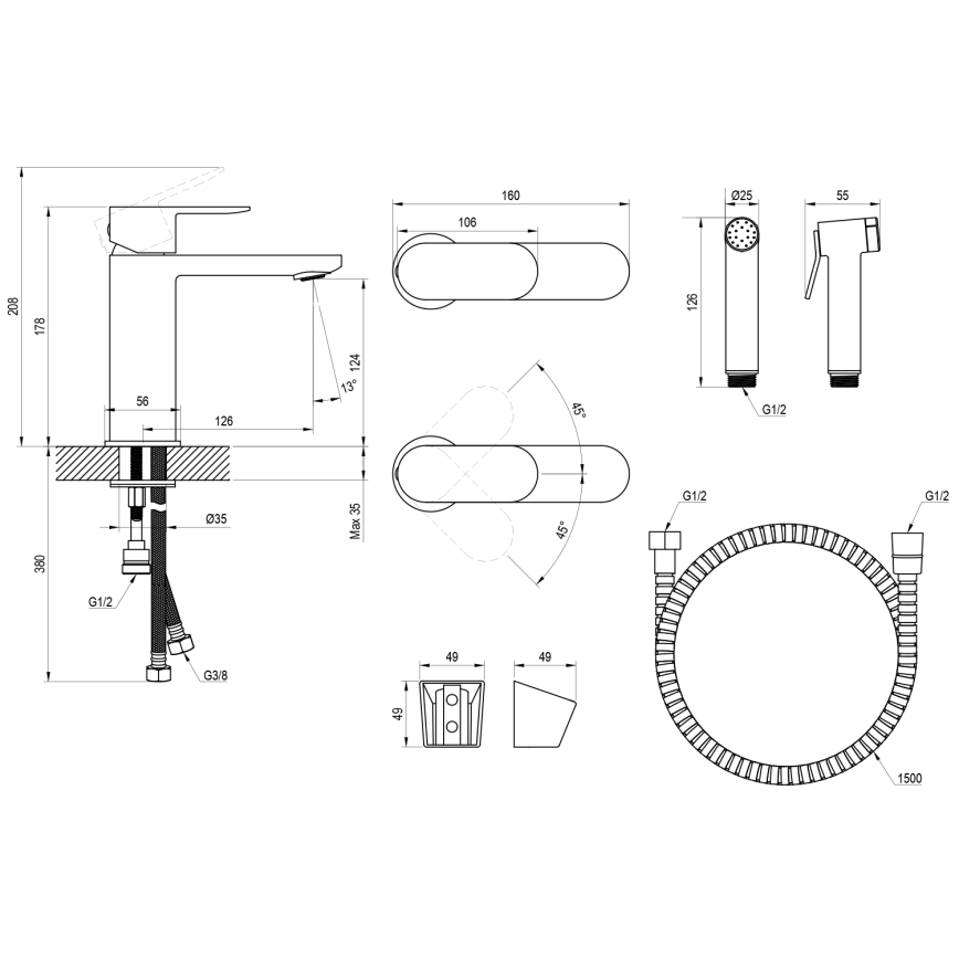 Ravak X070450 - izlietnes jaucējkrāns ar bidē dušu CHROME spīdīgs hroms