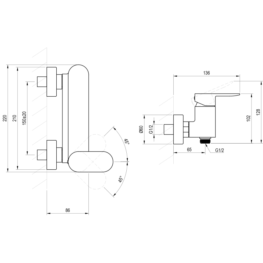 Ravak X070464 - Dušas jaucējkrāns CHROME melns