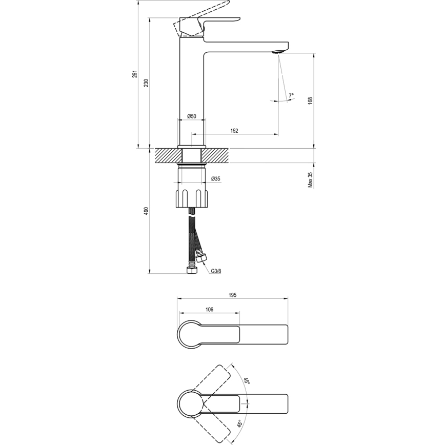 Ravak X070483 - Izlietnes jaucējkrāns SOLAR, 23 cm, spīdīgs hroms