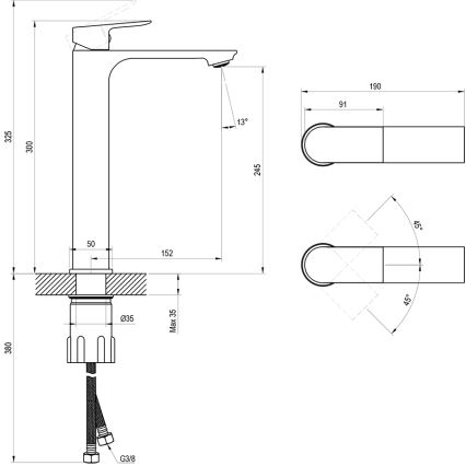 Ravak X070653 - Izlietnes jaucējkrāns PLAN 30 cm birstēts grafīts