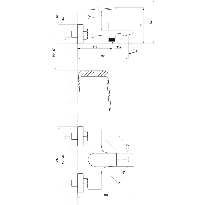 Ravak X070654 - vannas jaucējkrāns PLAN sukāts grafīts