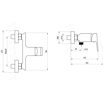 Ravak X070655 - Dušas jaucējkrāns PLAN birstēts grafīts