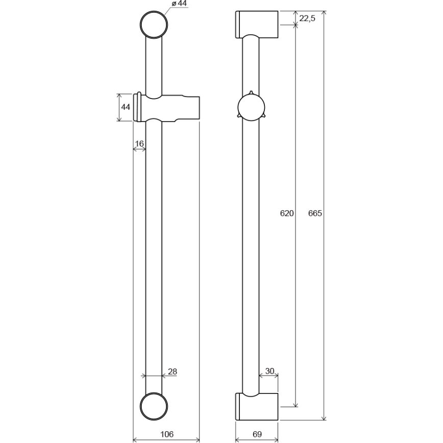 Ravak X07P012 - Dušas stienis 66,5 cm spīdīgs hroms