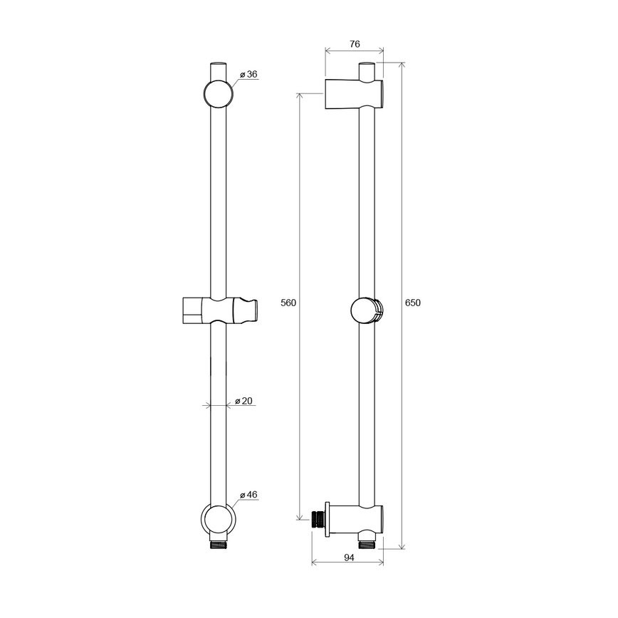 Ravak X07P342 - Dušas stienis ar sienas izvadījumu, 65 cm, spīdīgs hroms