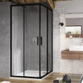 Ravak X1LM70300Z1 - Četrdaļīga stūra dušas kabīne BLIX SLIM 90x90 cm melna