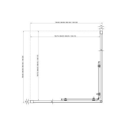 Ravak X1LM70C00Z1 - četrdaļīga stūra dušas kabīne BLIX SLIM 90x90 cm spīdīgs hroms