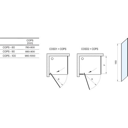 Ravak X9VVA0A00Z1 - Fiksēta dušas siena COOL spīdīgs hroms