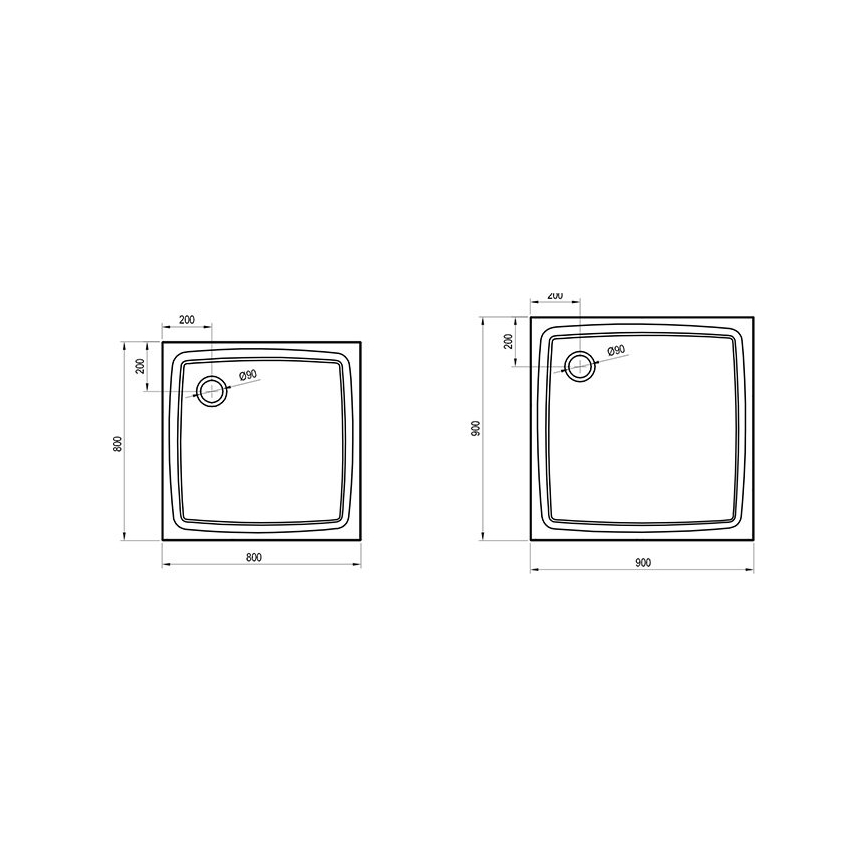 Ravak XA034411010 - Kvadrātveida dušas paliktnis PERSEUS 80x80 cm balts
