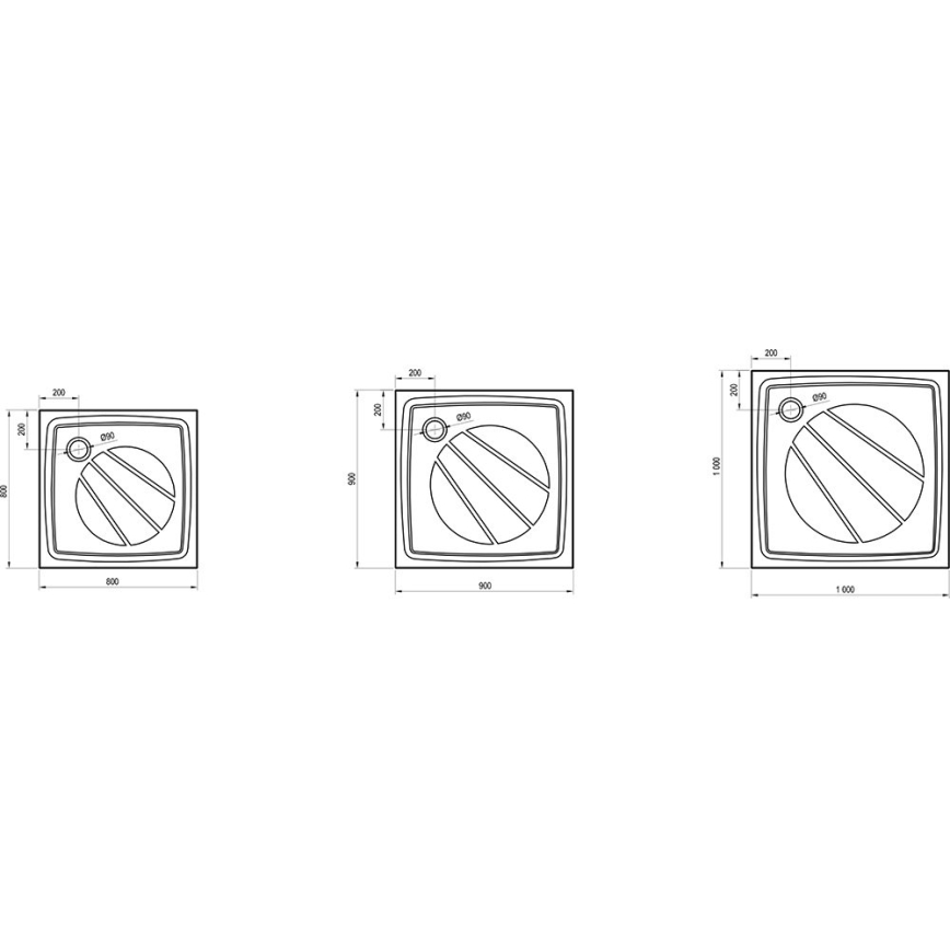 Ravak XA037701010 - Kvadrātveida dušas paliktnis PERSEUS 90x90 cm balts