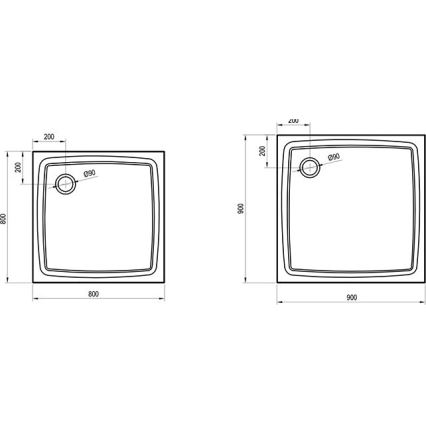 Ravak XA037711010 - Kvadrātveida dušas paliktnis PERSEUS 90x90 cm balts