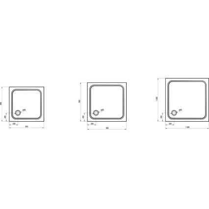 Ravak XA047701010 - kvadrātveida dušas paliktnis PERSEUS 90x90 cm balts