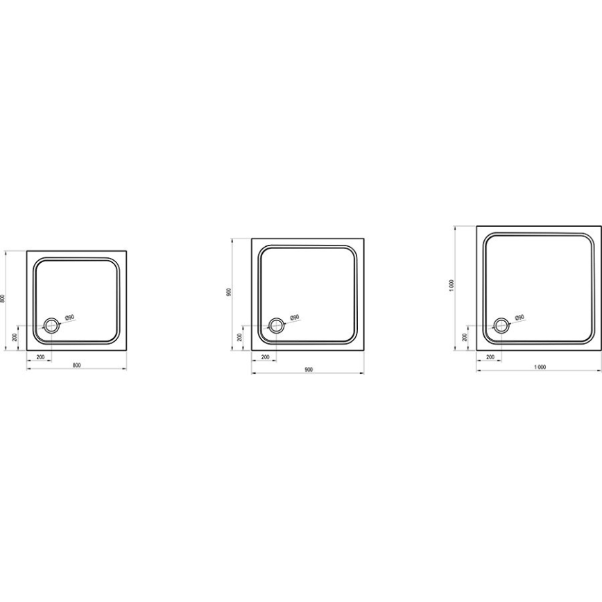 Ravak XA047701010 - kvadrātveida dušas paliktnis PERSEUS 90x90 cm balts