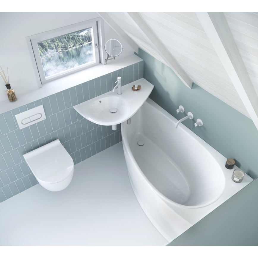 Ravak XJ1P1100000 - Sienas piestiprināma izlietne AVOCADO 85x45 cm lietais marmors/balta