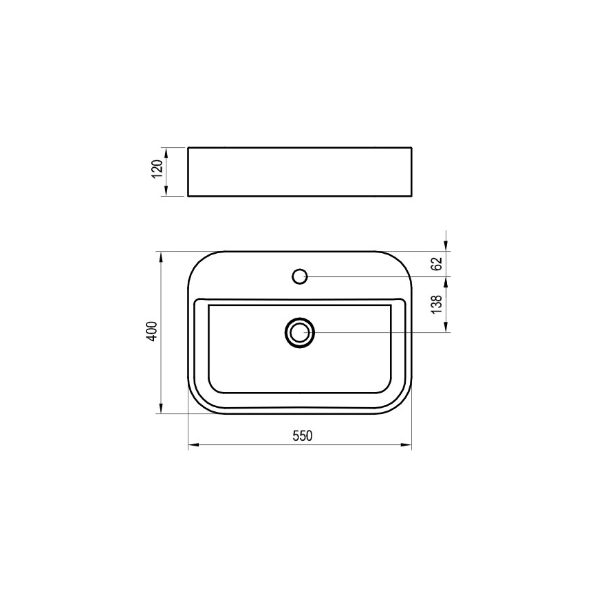Ravak XJX01155005 - Virsmas uzliekama izlietne CERAMIC SLIM 55x40 cm keramika/balta