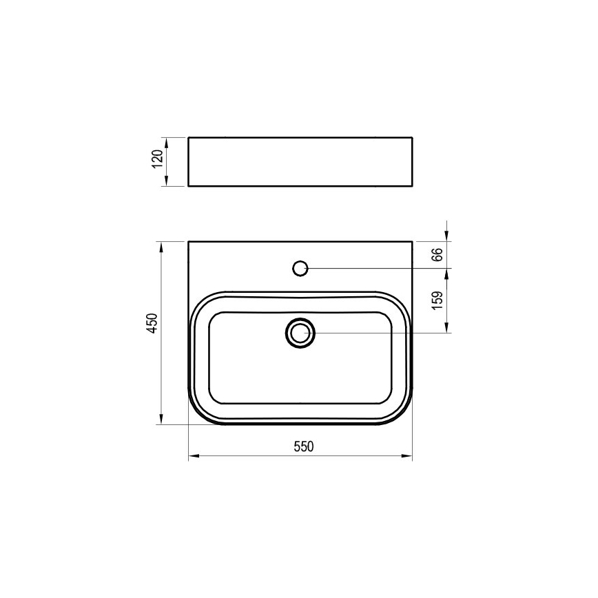 Ravak XJX01155006 - Uz virsmas uzstādamā izlietne CERAMIC SLIM 55x45 cm keramika/balta