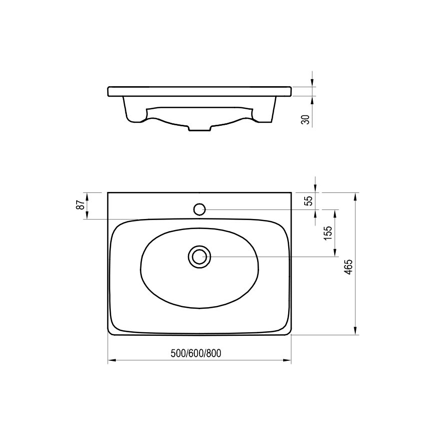 Ravak XJX01250000 - Iebūvējamā izlietne BALANCE 50x46,5 cm keramika/balta
