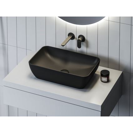 Ravak XJX0D150000 - Uz virsmas uzstādamā izlietne CERAMIC SLIM 50x31 cm keramika/melna