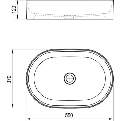 Ravak XJX0D155000 - Virsmas uzstādāma izlietne CERAMIC SLIM 55x37 cm keramika/melna