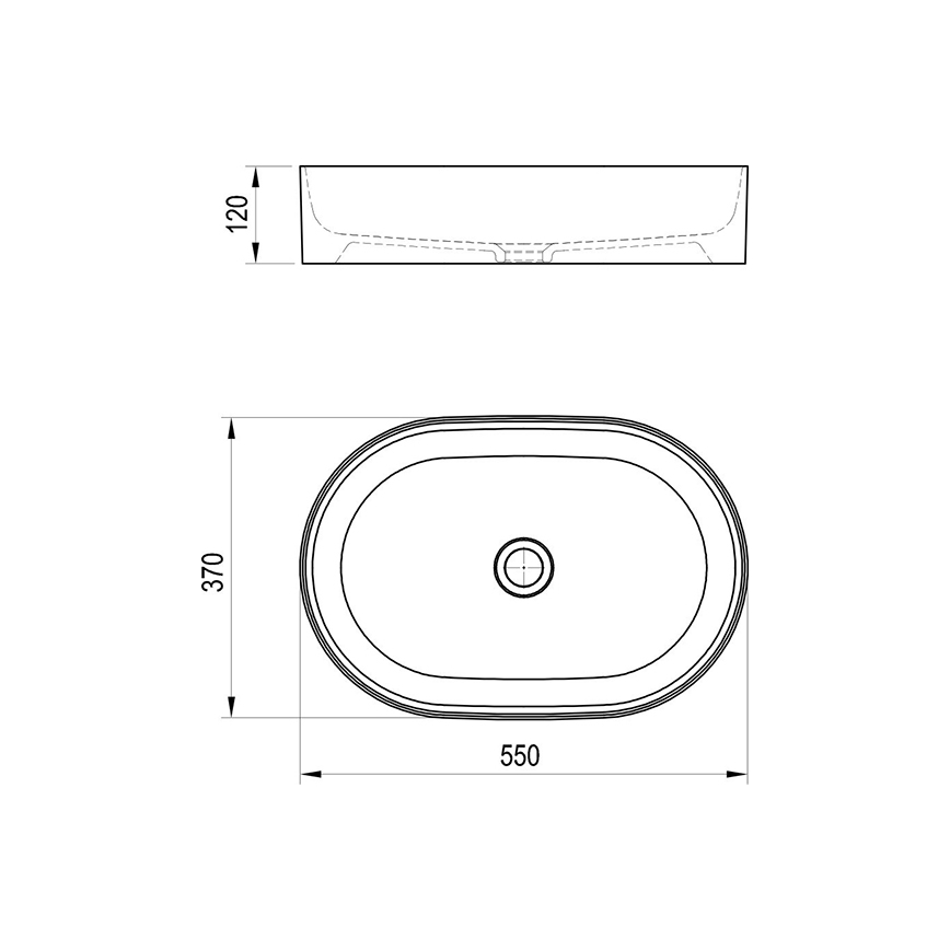Ravak XJX0D155000 - Virsmas uzstādāma izlietne CERAMIC SLIM 55x37 cm keramika/melna