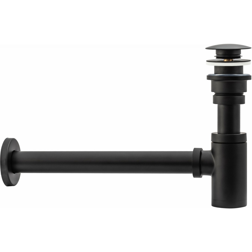 REA-A5215 - Izlietnes sifons ar CLICK-CLACK aizbāzni, diam. 6,4 cm, matēts melns