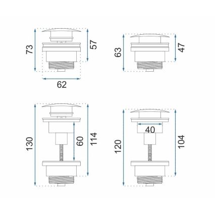 REA-A5632 - Izlietnes Click-Clack aizbāznis, diametrs 6,4 cm, birstēta vara