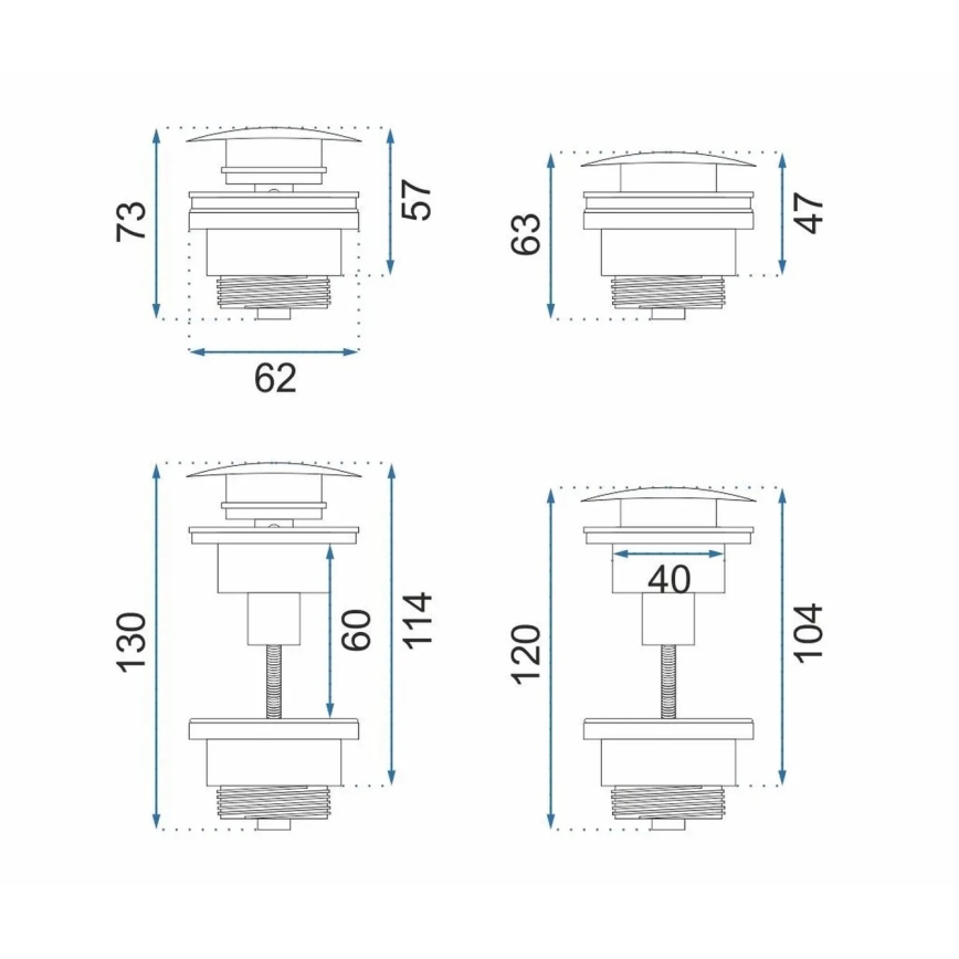 REA-A5632 - Izlietnes Click-Clack aizbāznis, diametrs 6,4 cm, birstēta vara