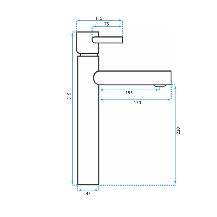 REA-B0229 - Izlietnes jaucējkrāns TESS 31,5 cm melns