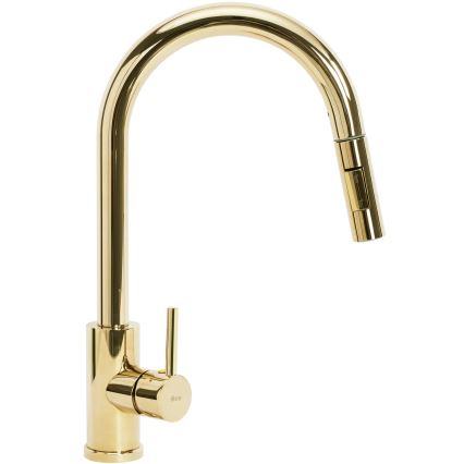 REA-B0669 - Izlietnes jaucējkrāns ar izvelkamu izsmidzinātāju FRESH 39,5 cm zelta