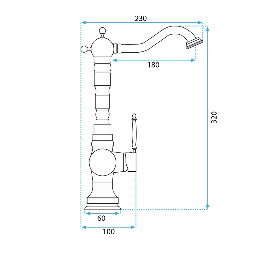 REA-B2500 - Izlietnes jaucējkrāns VENICE 32 cm ar birstētu zelta apdari
