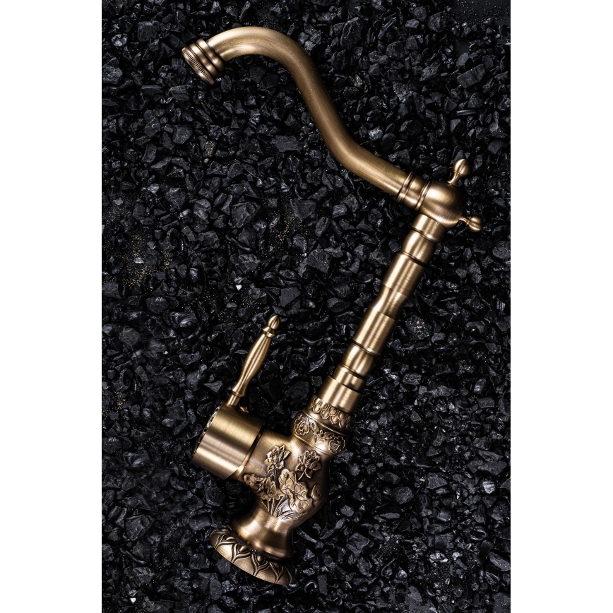 REA-B2500 - Izlietnes jaucējkrāns VENICE RETRO, 32 cm, birstēta zelta