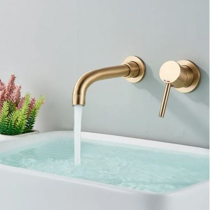 REA-B4109 - LUNGO izlietnes jaucējkrāns slēptai montāžai, birstēta zelta apdare