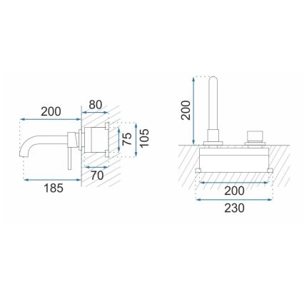REA-B4109 - LUNGO izlietnes jaucējkrāns slēptai montāžai, birstēta zelta apdare