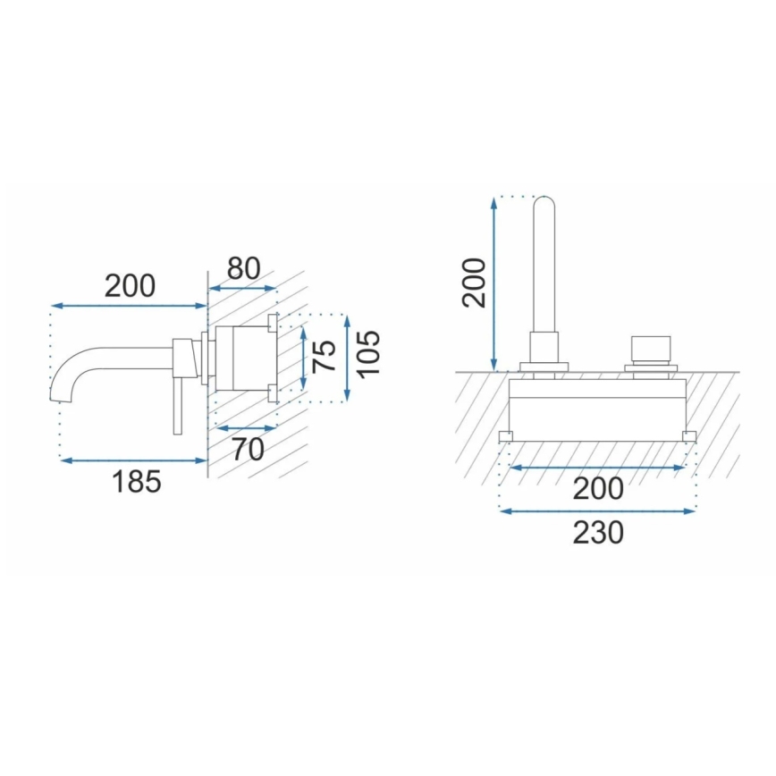 REA-B4109 - LUNGO izlietnes jaucējkrāns slēptai montāžai, birstēta zelta apdare