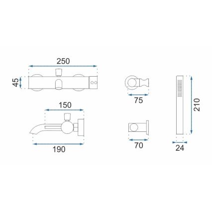 REA-B4422 - Vannas komplekts LUNGO spīdīgi melns