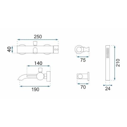 REA-B4567 - Vannas komplekts LUNGO birstēts varš