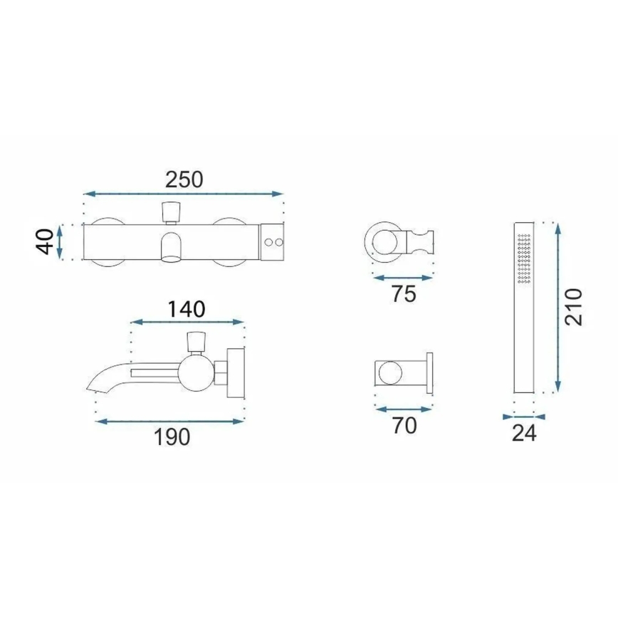 REA-B4567 - Vannas komplekts LUNGO birstēts varš