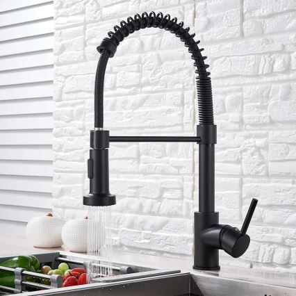 REA-B4820 - Izlietnes jaucējkrāns ar izvelkamu dušas galvu COLIN 42,5 cm melns