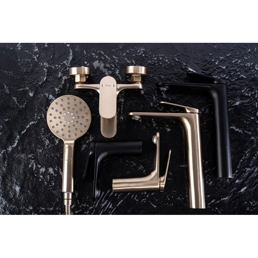 REA-B4895 - Izlietnes jaucējkrāns MARCO 27,5 cm birstēta zelta