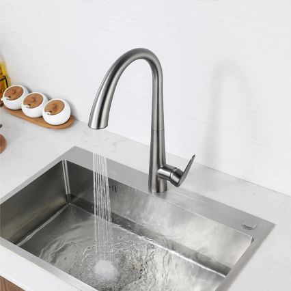 REA-B5314 - ROSS izlietnes jaucējkrāns ar izvelkamu izsmidzinātāju, 43 cm, nikelēts