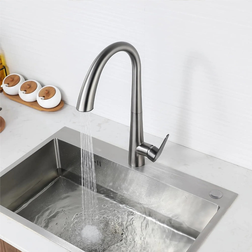 REA-B5314 - ROSS izlietnes jaucējkrāns ar izvelkamu izsmidzinātāju, 43 cm, nikelēts