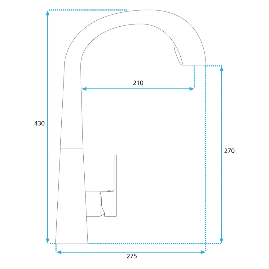 REA-B5314 - ROSS izlietnes jaucējkrāns ar izvelkamu izsmidzinātāju, 43 cm, nikelēts