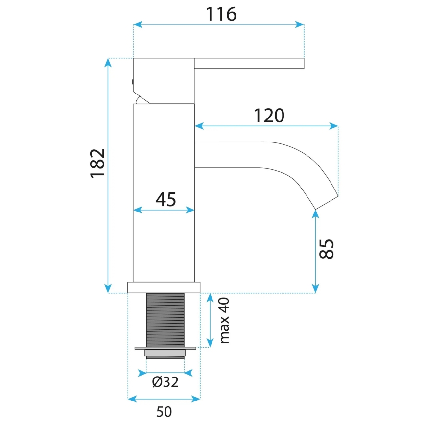 REA-B5504 - Izlietnes jaucējkrāns ONTARIO 17,5 cm melns