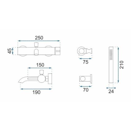 REA-B6384 - Vannas komplekts LUNGO, titāna apdare