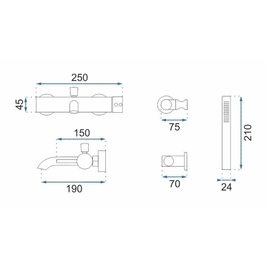 REA-B6384 - Vannas komplekts LUNGO, titāna apdare