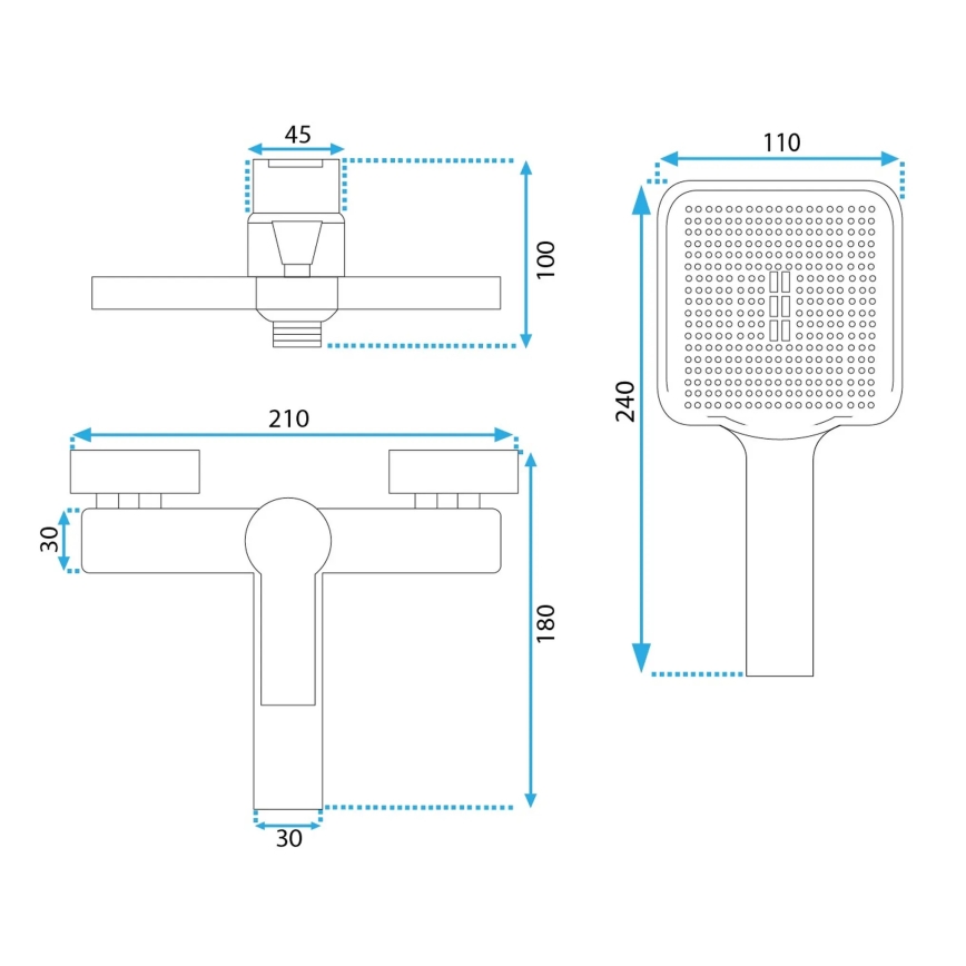 REA-B6407 - Vannas komplekts ar jaucējkrānu ARGUS matēts melns