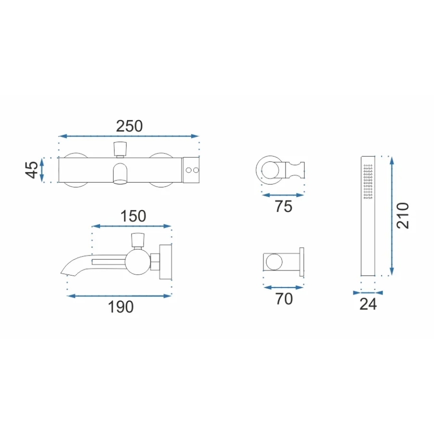 REA-B6635 - LUNGO vannas komplekts zelta krāsā