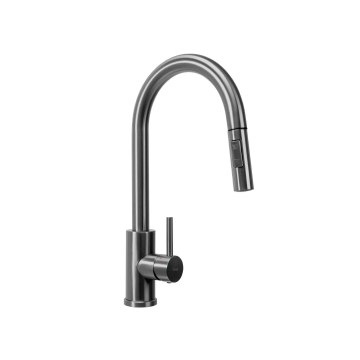 REA-B7437 - Virtuves izlietnes jaucējkrāns FRESH ar izvelkamu izsmidzinātāju, 45 cm, titāna krāsā