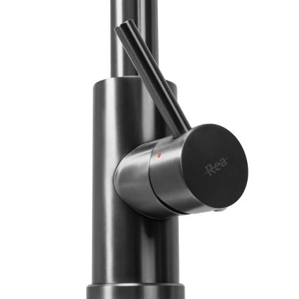 REA-B7437 - Virtuves izlietnes jaucējkrāns FRESH ar izvelkamu izsmidzinātāju, 45 cm, titāna krāsā