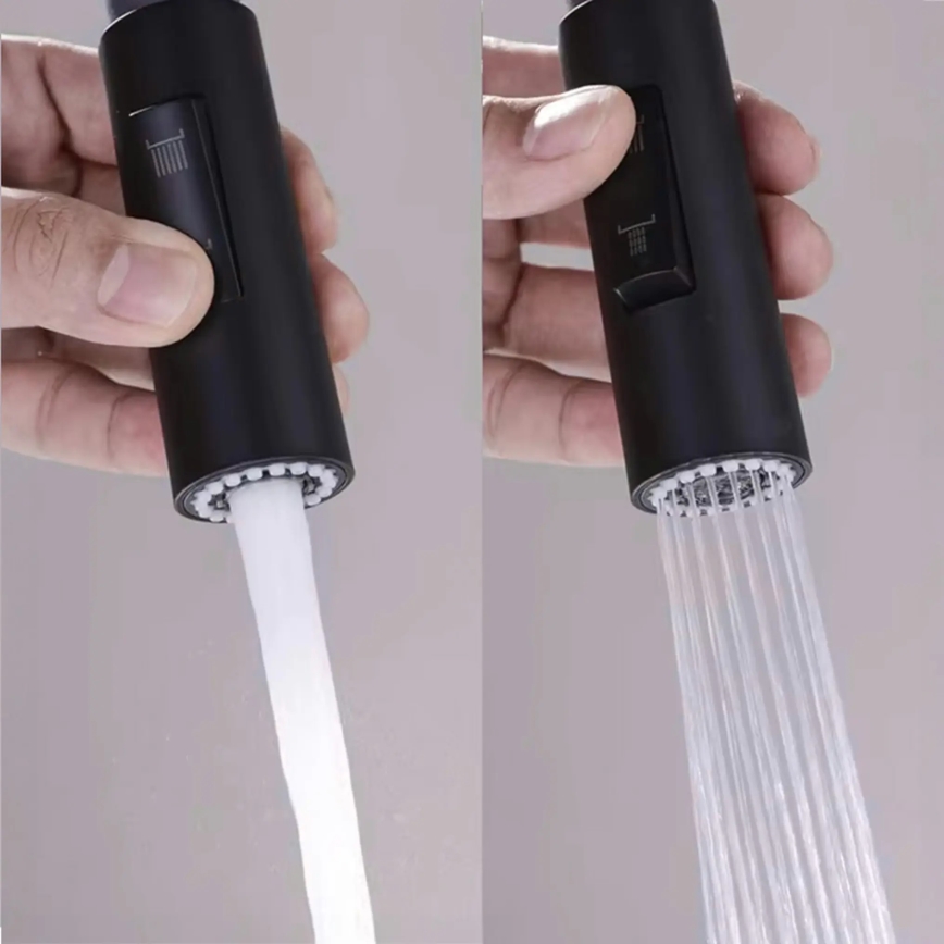 REA-B7564 - Izlietnes jaucējkrāns ar izvelkamu izsmidzināšanas galvu un ECO FRESH filtrāciju, 37,5 cm, matētas melnas krāsas