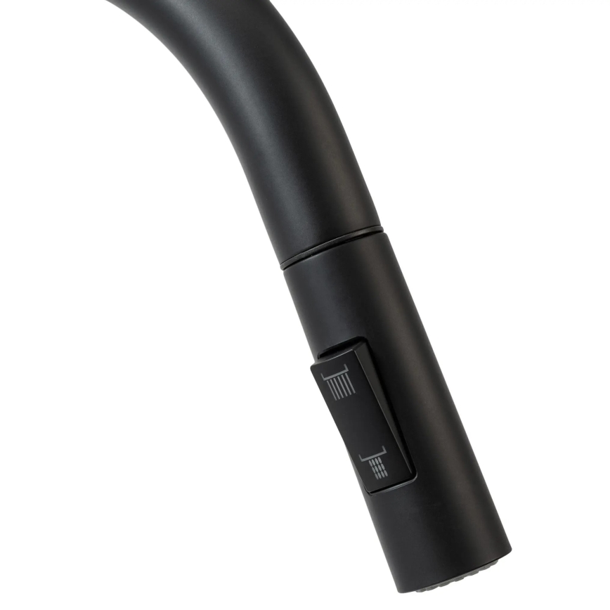 REA-B7564 - Izlietnes jaucējkrāns ar izvelkamu izsmidzināšanas galvu un ECO FRESH filtrāciju, 37,5 cm, matētas melnas krāsas